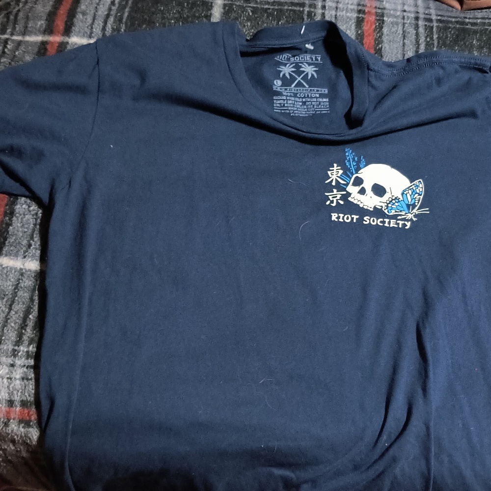 Riot Society Navy Shirt with White Palm Graphic